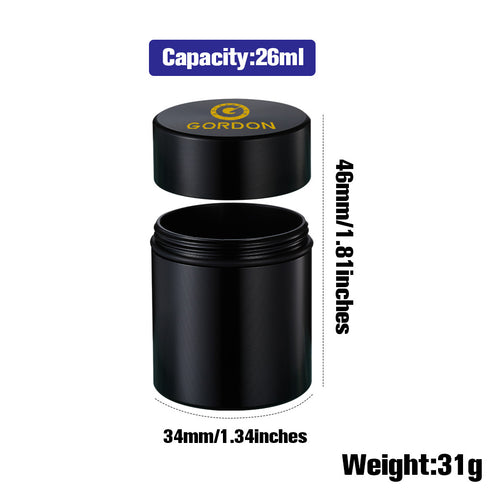 Gordon Smell Proof Airtight Aircraft Aluminum Storage Cigarette Jar, Black Stash Jars, 34 mm Size Smell Proof Container